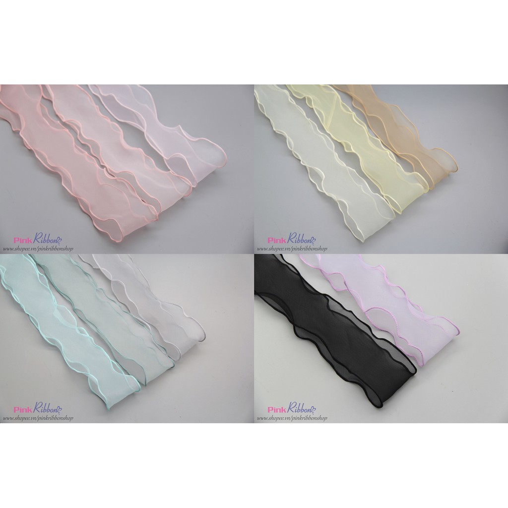 Ruy băng voan mờ viền bô đê 6cm