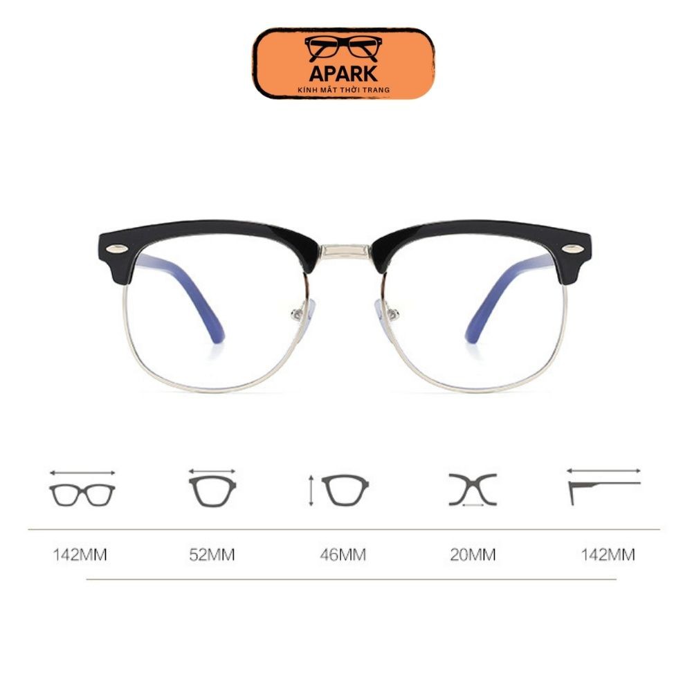 Kính Giả Cận, Gọng Kính Cận Nam Nữ Mắt Vuông To Gọng Dày Bạc Không Độ HOT TRED Hàn Quốc - APARK AP16