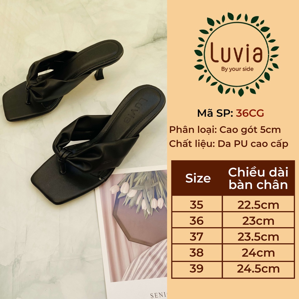Dép nữ cao gót 5 phân xỏ ngón quai rộng Luvia 36CG