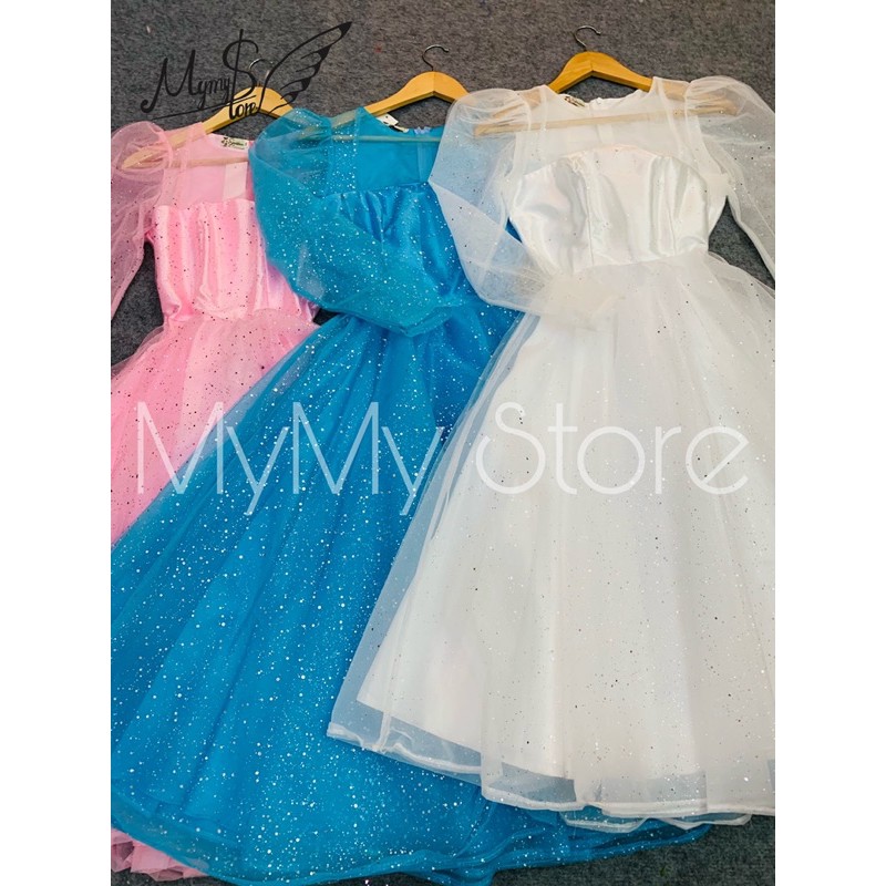 Đầm dự tiệc công chúa tay dài lưới kim tuyến TRIPBLE T DRESS - size M/L - MS138Y