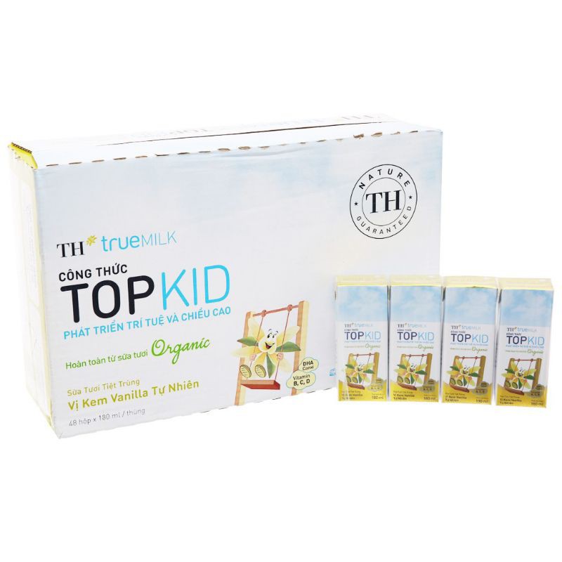 Lốc Sữa tươi tiệt trùng công thức Topkid 180ml × 4hộp