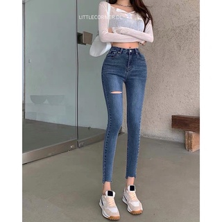 Quần Jean Nữ Ôm TOPSHOP rách đùi chất jean cotton Co Giãn lưng cao quảng châu
