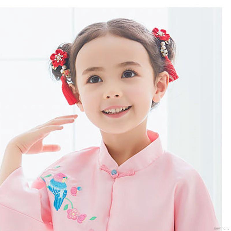 Kẹp tóc vải đính hoa nhiều màu sắc xinh xắn cho bé gái