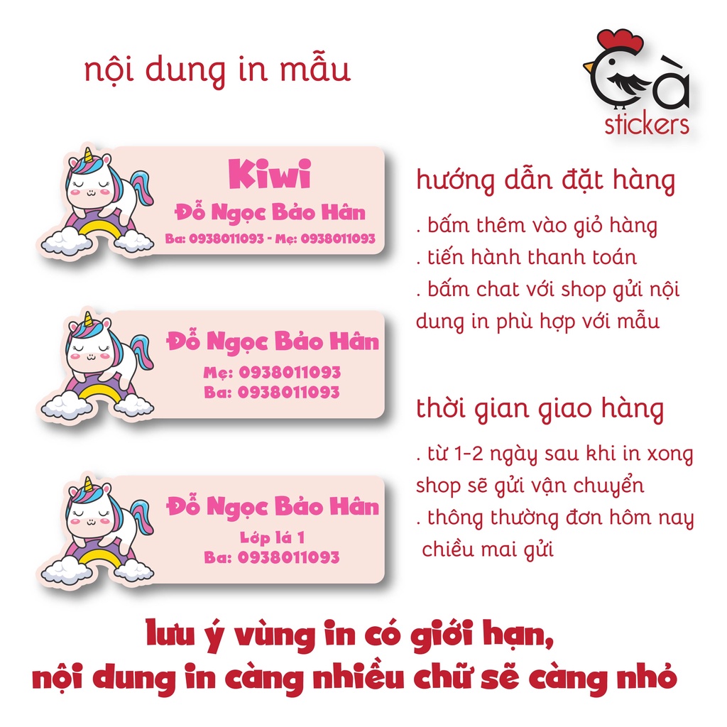 Sticker ủi áo in tên trẻ em GaStickers UT-A05 bộ 12 miếng kích thước 3 x 6 cm