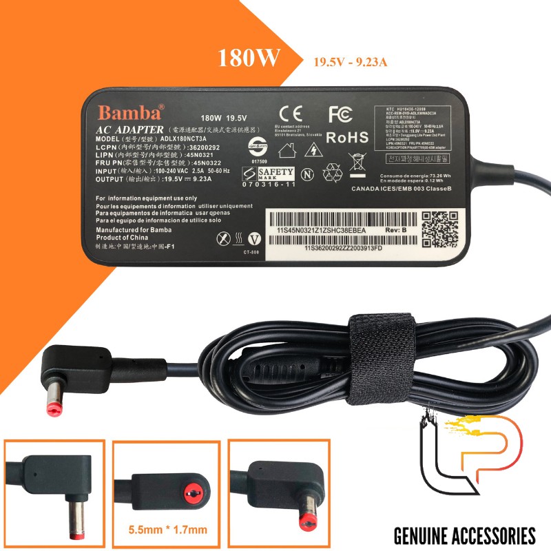 BỘ SẠC LAPTOP ACER 19.5V-9.23A BAMBA - ADAPTER LAPTOP ACER 19.5V-9.23A 180W SLIM BAMBA