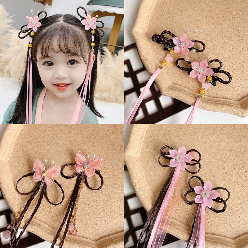 Phụ Kiện Kẹp Tóc Giả Thắt Nơ Dễ Thương Cho Bé Gái