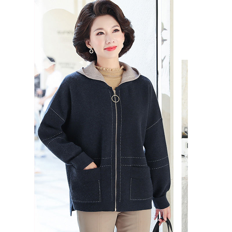 Áo Khoác Hoodie Dáng Rộng Phong Cách Hàn Quốc Thời Trang Mùa Thu 2020 Cho Phụ Nữ Trung Niên