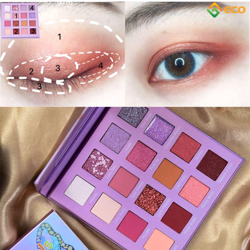 Hàng mới về] Bảng phấn mắt HUDAMOJI 16 màu tông nhũ và lì 3D