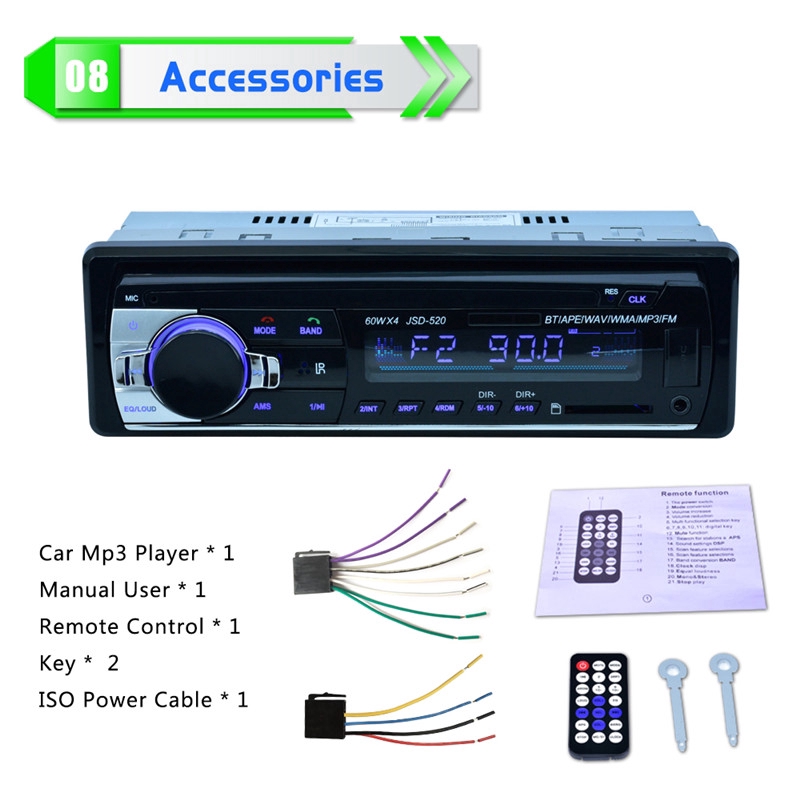 Thiết bị đa phương tiện Bluetooth 24V cho xe hơi hỗ trợ MP3 / USB / SD / AUX-IN / FM