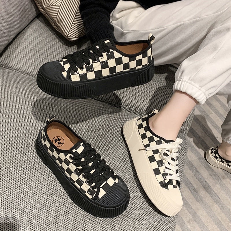 Giày nữ sneaker thể thao sọc caro bigsize độn đế giá rẻ HAVAVA G010