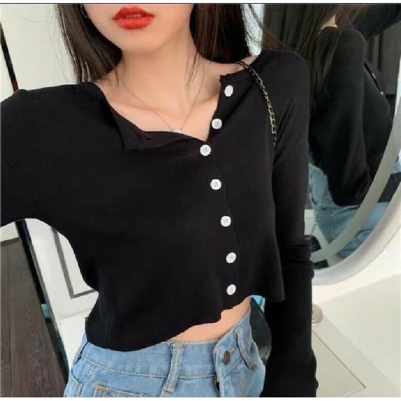 ÁO THUN GÂN CROPTOP ÔM BODY DÀI TAY
