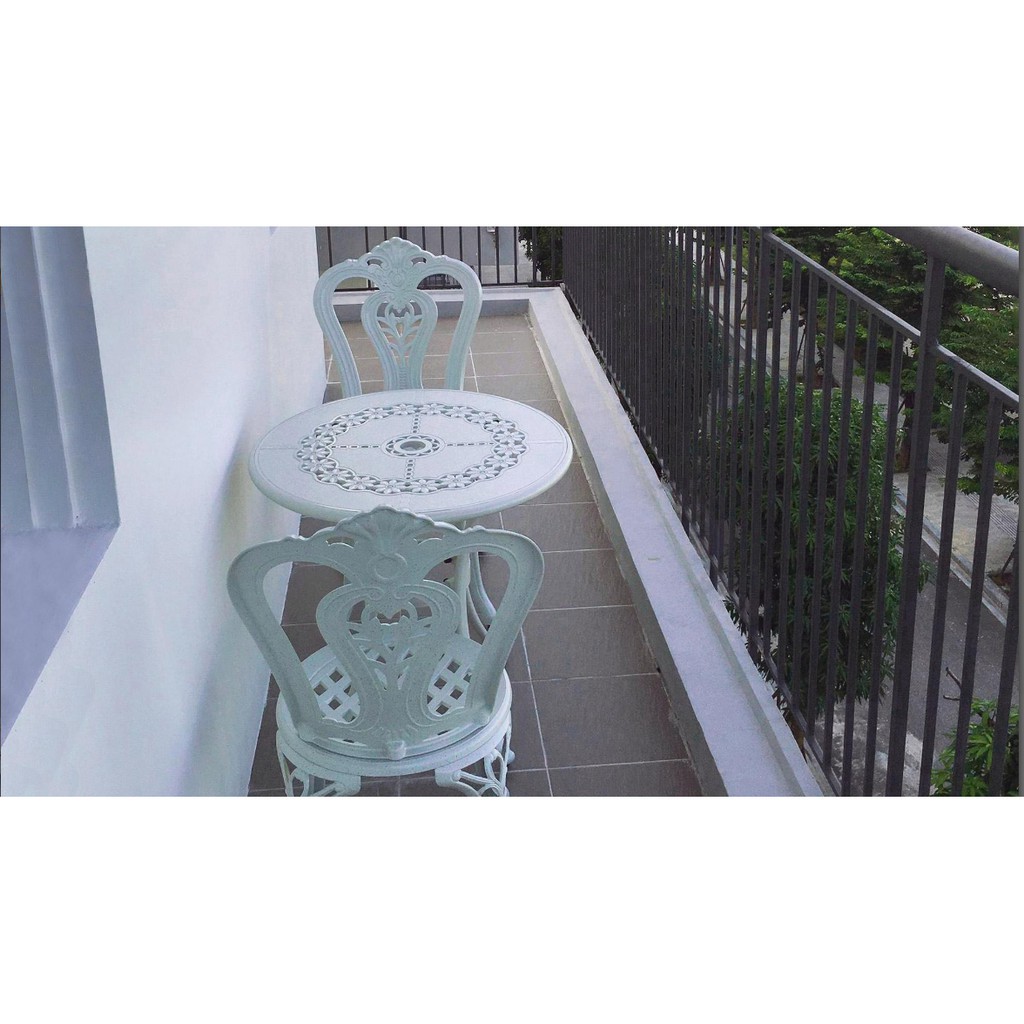 Bàn Ghế Ngoài Trời  Bộ Bàn Ghế Nhôm Đúc Trắng BG-D65T