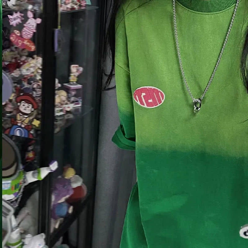 Áo thun Tee unisex nam nữ hãng local brand Trung màu loang tầng màu tone xanh lá hot trendy có size