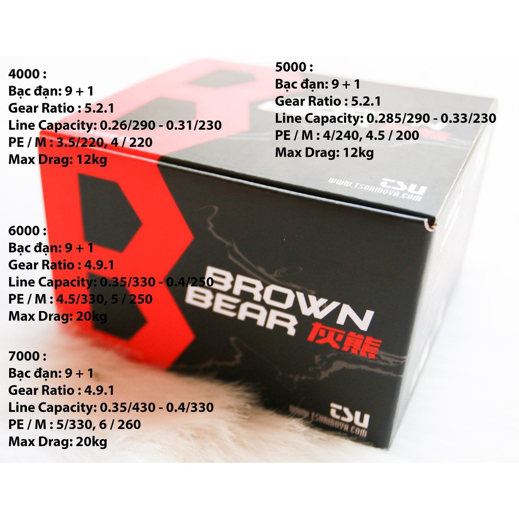 Máy câu cá Brown Bear, chất lượng cao, câu lure ghềnh,  câu jig đều tốt