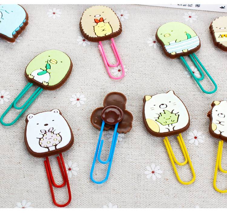 kẹp giấy A4 San-X SUMIKKO GURASHI Kawaii animal Paper Clip Decorative Bookmark Binder File Clips School Office Supplies Cute Photo Decorative kids Stationery gift