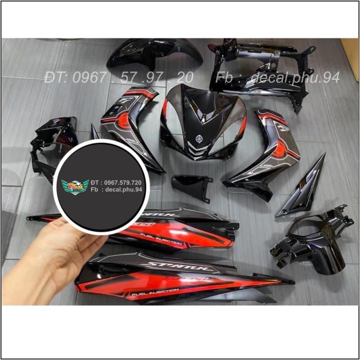 Tem rời exciter 135 Spark đen đỏ bạc (B)