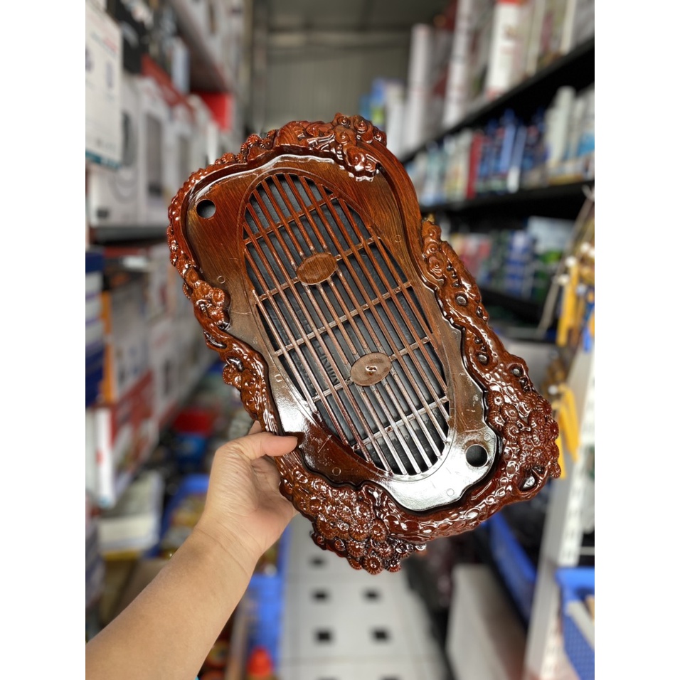 Khay trà vân gỗ tùng hạc điêu khắc nhựa giả gỗ cực đẹp siêu sang trọng (XẢ KHO)