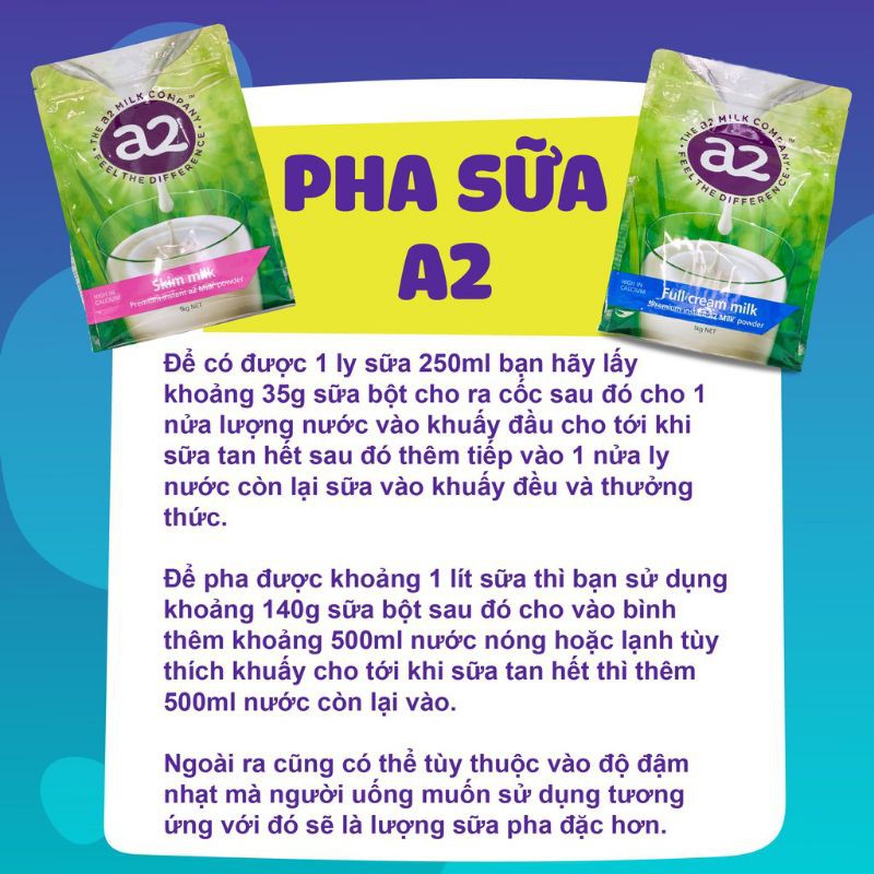 Sữa Tươi A2 Dạng Bột Nguyên Kem, Tách Kem Úc 1Kg