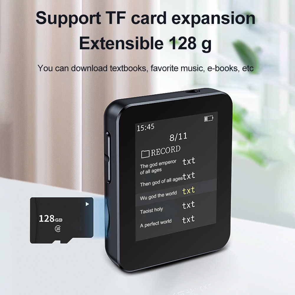 Máy nghe nhạc MP3 VIRWIR mini màn hình TFT hỗ trợ thẻ nhớ TF lên đến 128GB 1.8inch