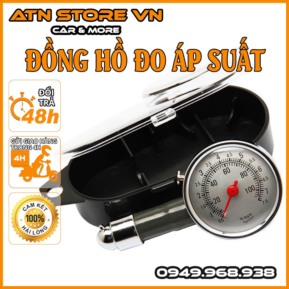 Đồng hồ đo áp suất lốp ô tô thân kim loại đồng hồ dễ nhìn