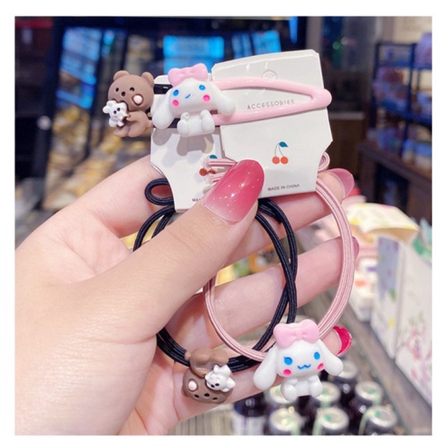 Dây thun cột tóc Hamster trẻ em, kẹp tóc dễ thương hoạt hình SpongeBob cô gái cột tóc đuôi ngựa kết hợp Hàn Quốc