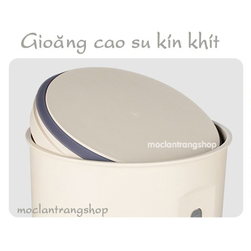 Thùng gạo nhựa tròn 5kg 10kg phong cách Bắc Âu cao cấp, hộp ngũ cốc đồ khô kín khít. Thùng đựng gạo nhìn được lượng gạo