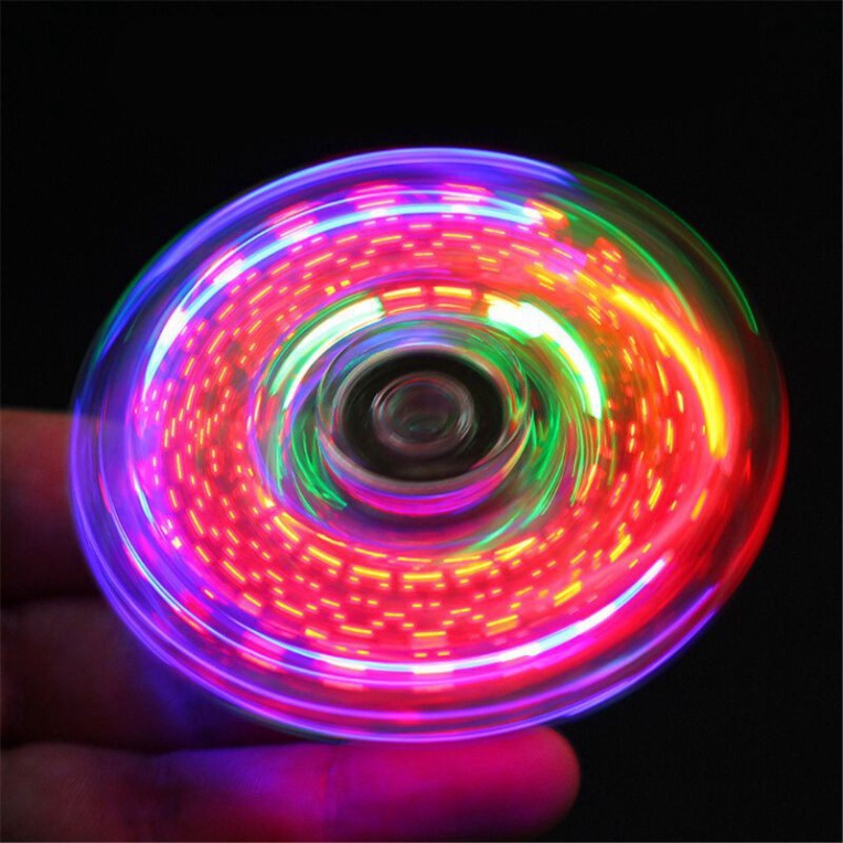 Con Quay Đồ Chơi Fidget Spinner Edc Có Đèn Led Phát Sáng Giúp Giảm Stress Trắng Trong Suốt