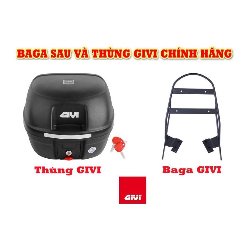 Combo Thùng Givi E26N Tặng Kèm Đế Gắn Và Baga Sau Givi MV - Gắn Cho Mọi Xe Như Winner X- Exciter 150 Wave Sirius...
