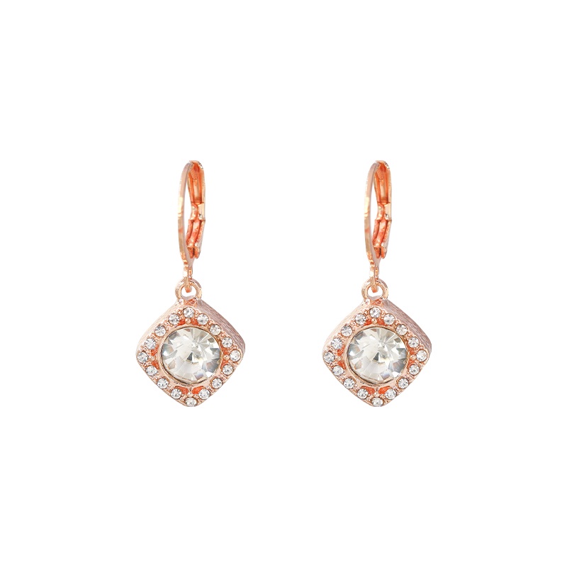 Khuyên tai JIUDUOLAN mặt vuông màu vàng đính đá zircon tinh tế hợp thời trang dễ phối đồ cho nữ