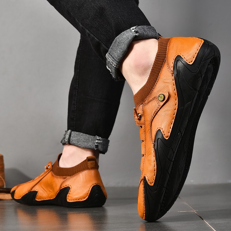 VMAL Thương hiệu mùa hè chất lượng cao mềm giày chính thức nam Giày lái xe giản dị trượt trên Giày lười nam Giày đế bằng da đanh