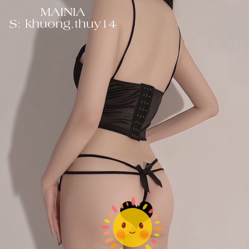 Set Bộ Đồ Lót Áo Lụa Phi Bóng Quần Lọt Khe Hở Đáy Siêu Đẹp Sexy Gợi Cảm Mainia Shop