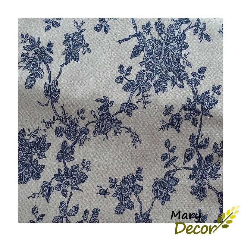 Khăn Trải Bàn Viền Ren Hoa Xanh Phong Cách Vintage Vải Canvas Dày Dặn Mary Decor KB-B01