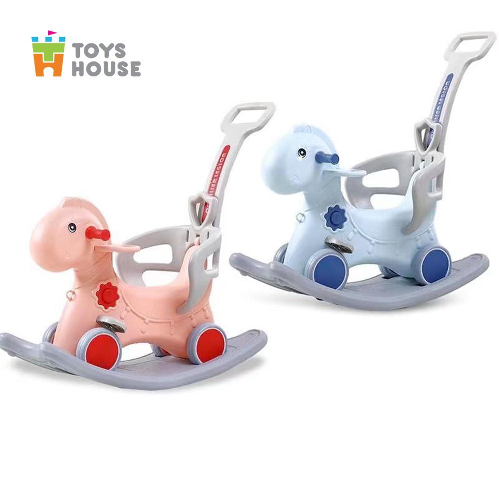 Ngựa bập bênh kiêm xe đẩy bé đi chơi - xe chòi chân hình ngựa - 3 trong 1 Toyshouse có nhạc 2021 tiêu chuẩn châu Âu