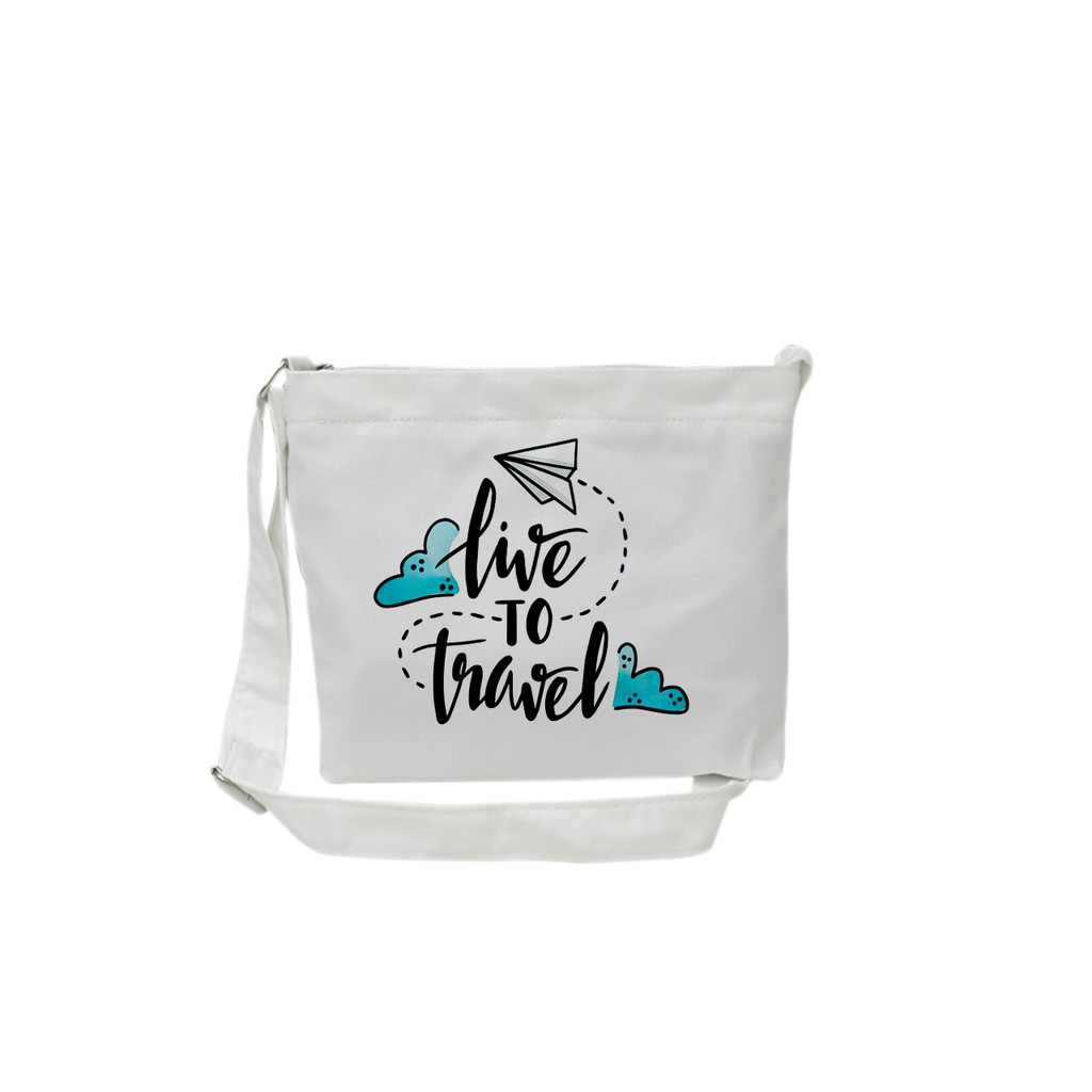 [Mã FAMALLT5 giảm 15% đơn 150K] Túi tote mini đeo chéo vải canvas mềm, dày TROY in hình Live to travel