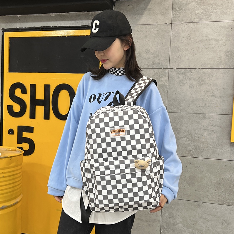 Balo Cỡ Lớn Kẻ Sọc Caro Trẻ Trung Thời Trang Phong Cách Hàn Quốc Cho Nữ