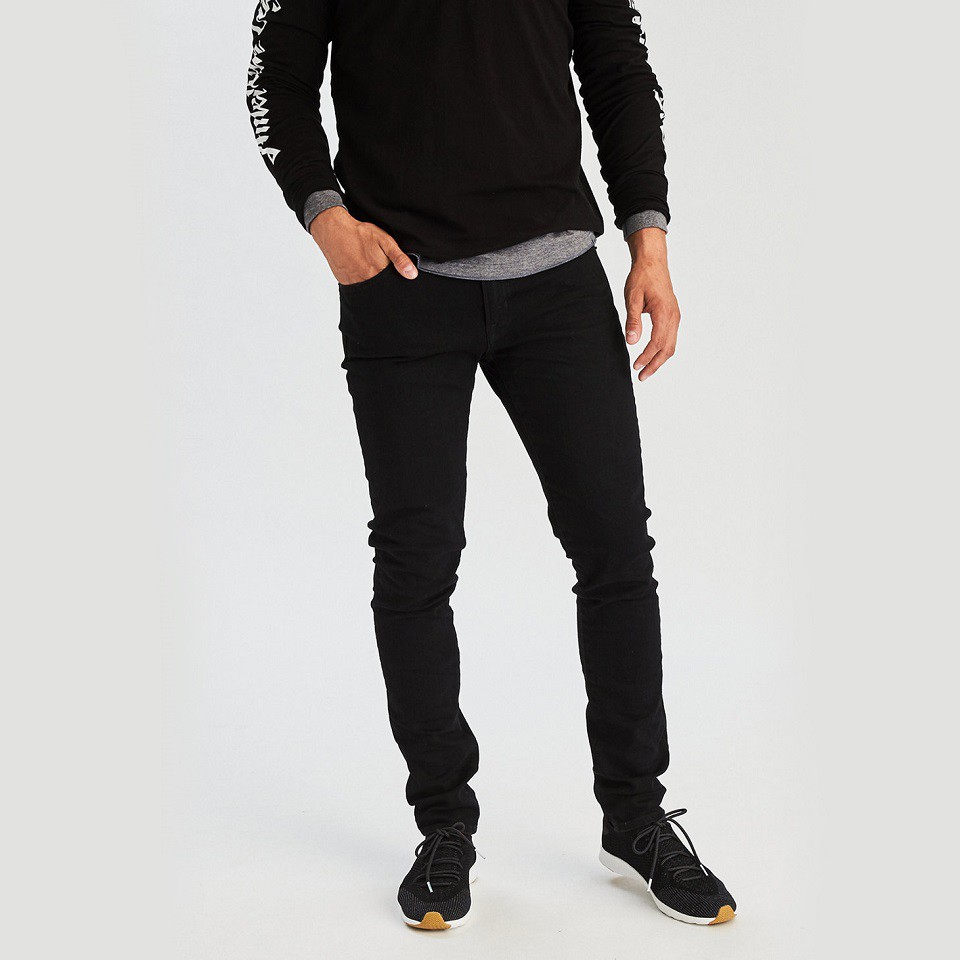 Quần bò đen trơn nam skinny hàng hiệu cao cấp