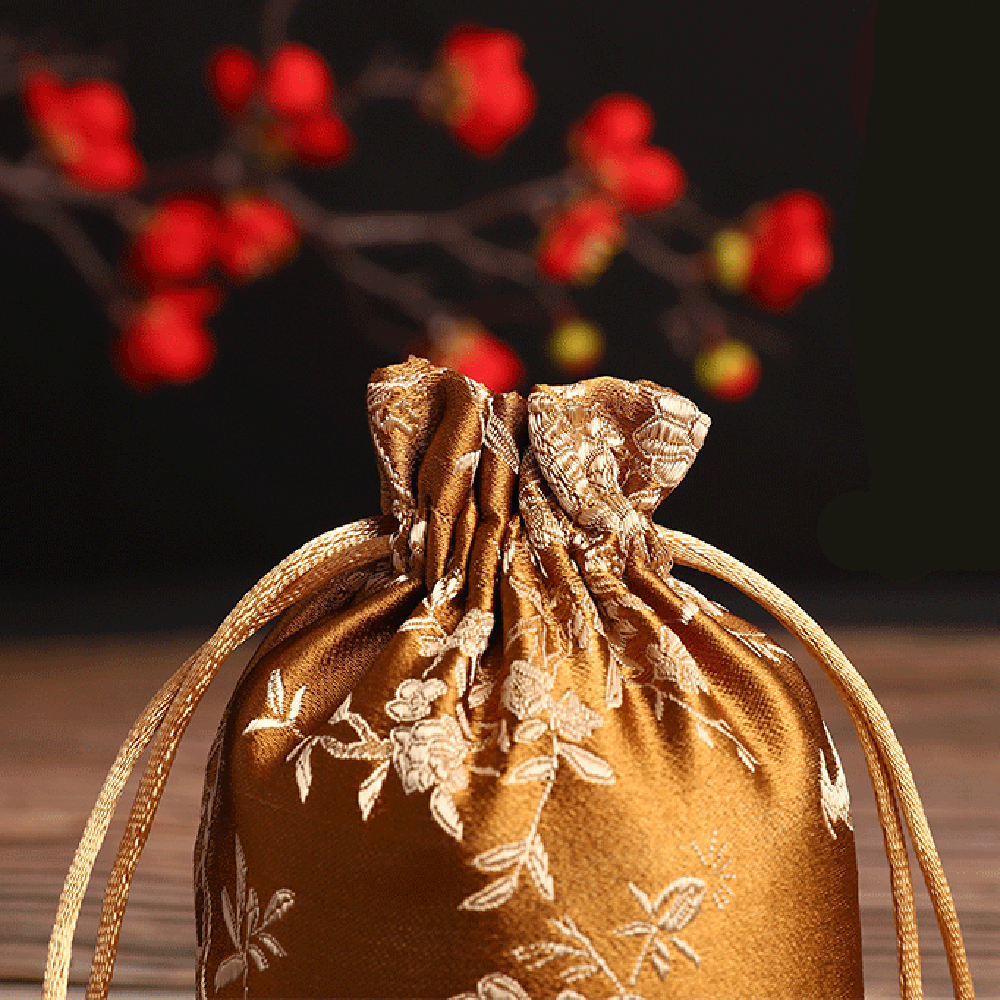 Túi Dây Rút Đựng Quà Thêu Họa Tiết Xinh Xắn