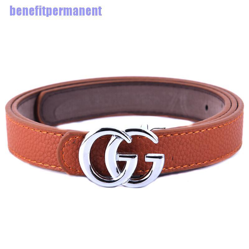 Benefitpermanent✹★ Women Fashion Double G Waist Belt Dress Belt Thin Gg Buckle Leather Waistband