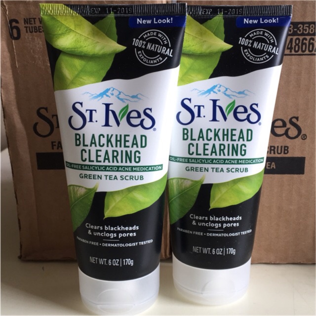 Sữa Rửa Mặt Trà Xanh St-Ives Blackhead Clearing Green Tea Scrub 170g