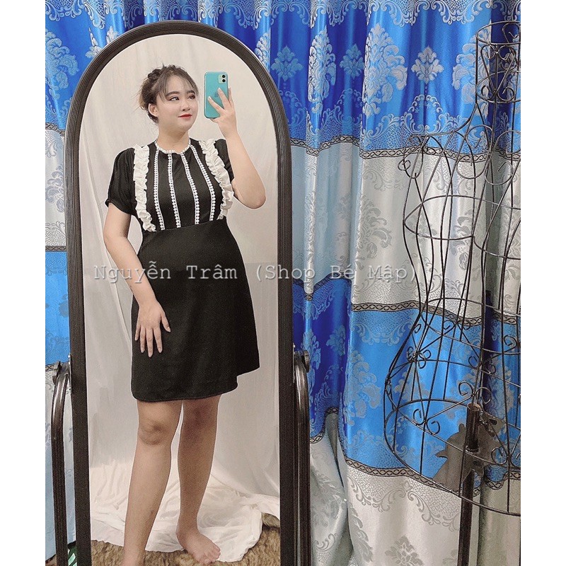 Đầm Body Phối Bèo Trắng BigSize 65-86Kg
