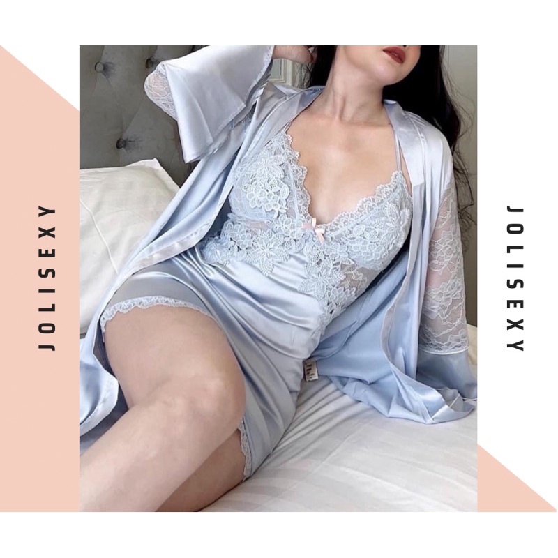 Áo choàng ngủ lụa cao cấp J1071