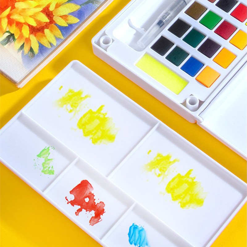 Bộ Màu Nước Dạng Nén Solid Water Color Tặng Kèm 2 Bút Nước, 2 Mút, 1 Palette - 24 Màu