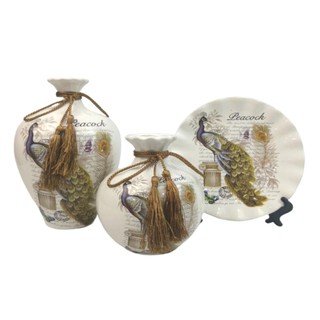 Bộ gốm 2 bình 1 đĩa, bộ bình hút lộc - Atotoki Decor