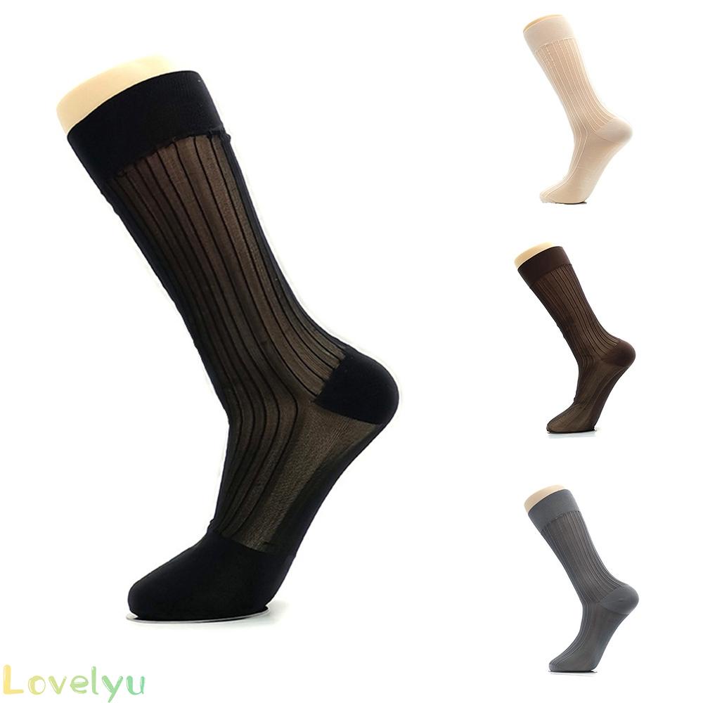 &lt;READY STOCK&gt;Men Dress Socks 1 Pairs Lot Striped Casual Fashion Sexy Knee High Stockings NEW100% brand new！