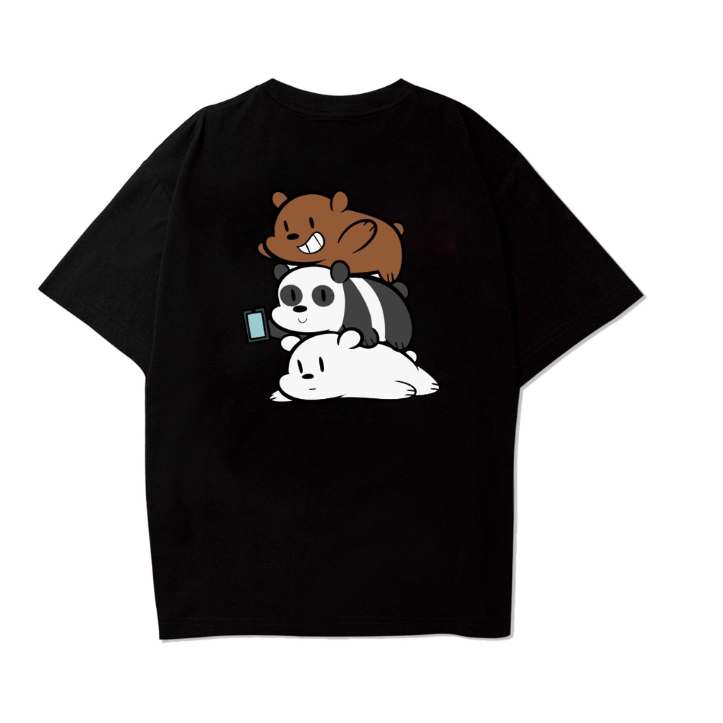 Áo thun unisex nam nữ form rộng in hình 3 chú gấu We bare bears siêu dễ thương