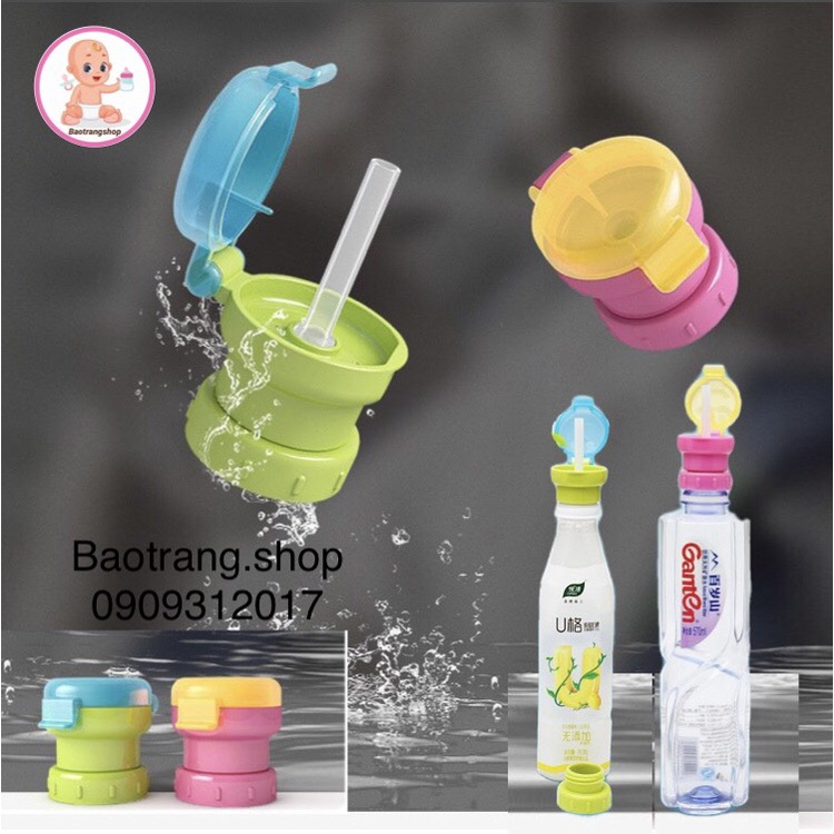 [Siêu rẻ] Nắp hút nước đóng chai chống tràn, chống đổ, chống sặc cho bé