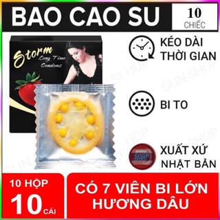 Bao cao su Kéo dài thời gian Storm có 7 Bi To Hương dâu - 10 chiếc
