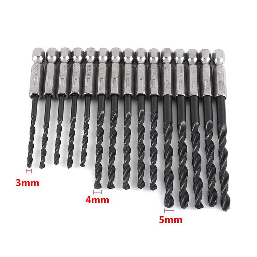15 mũi khoan xoắn HSS 3mm 4mm 5mm màu đen chất lượng cao