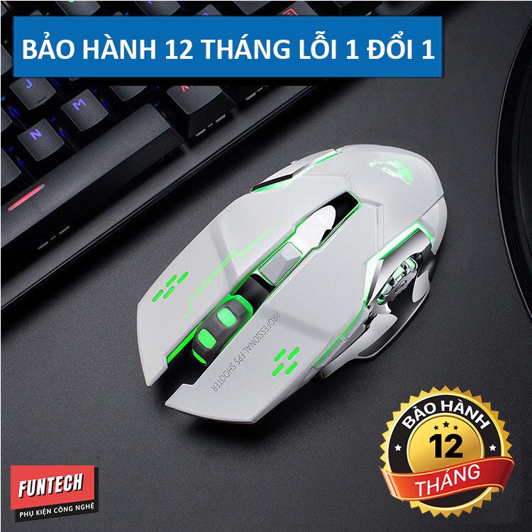 Chuột máy tính không dây Gaming Wolf X8 Pro Led RGB 7 màu siêu đẹp pin sạc thiết kế gọn nhẹ