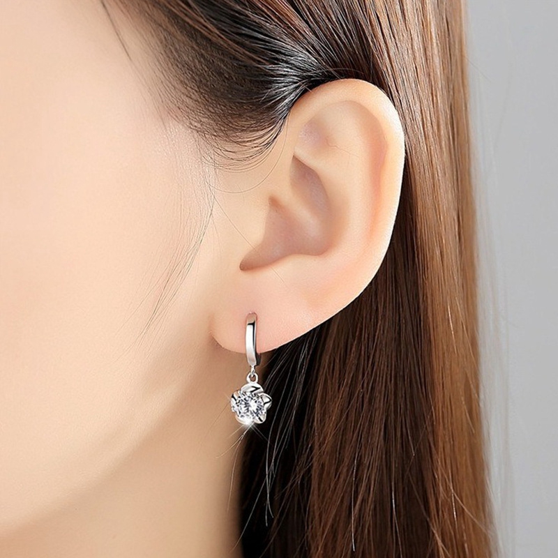 Bông Tai Mạ Bạc 925 Hình Hoa Xinh Xắn